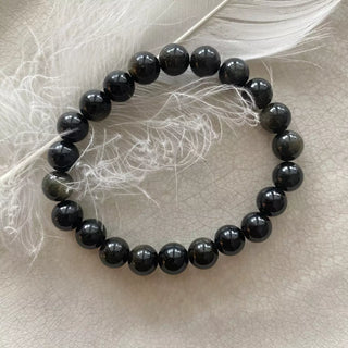 Sort Obsidian Gull Armbånd Sort Obsidian Gull Armbånd - 8mm S/M