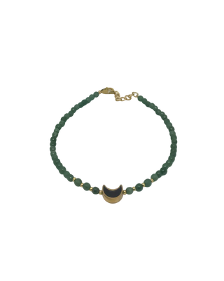 Aventurin grønn armbånd med gullmåne